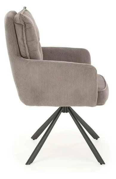 Scaun rotativ K528, gri/negru, stofa catifelata/metal, 60x67x90 cm
