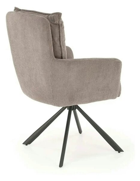 Scaun rotativ K528, gri/negru, stofa catifelata/metal, 60x67x90 cm