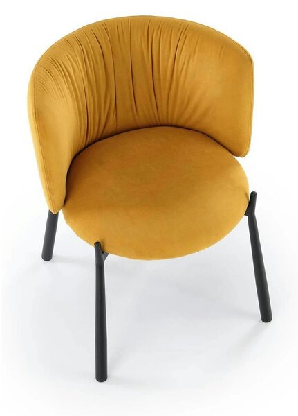Scaun K531, galben mustar/negru, stofa catifelata/metal, 60x58x76 cm