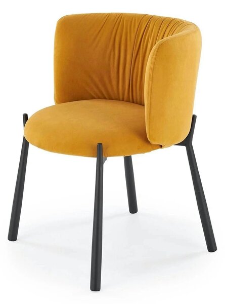 Scaun K531, galben mustar/negru, stofa catifelata/metal, 60x58x76 cm