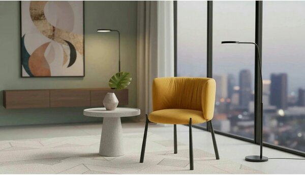 Scaun K531, galben mustar/negru, stofa catifelata/metal, 60x58x76 cm