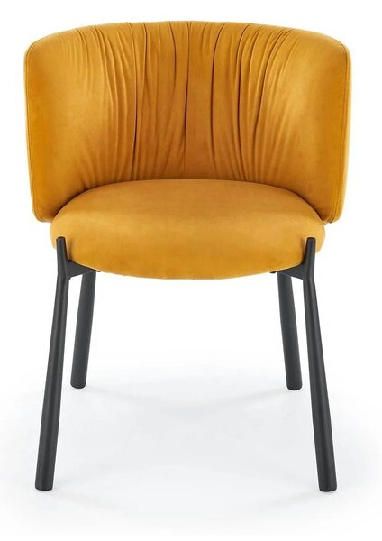 Scaun K531, galben mustar/negru, stofa catifelata/metal, 60x58x76 cm