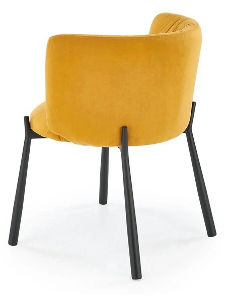 Scaun K531, galben mustar/negru, stofa catifelata/metal, 60x58x76 cm