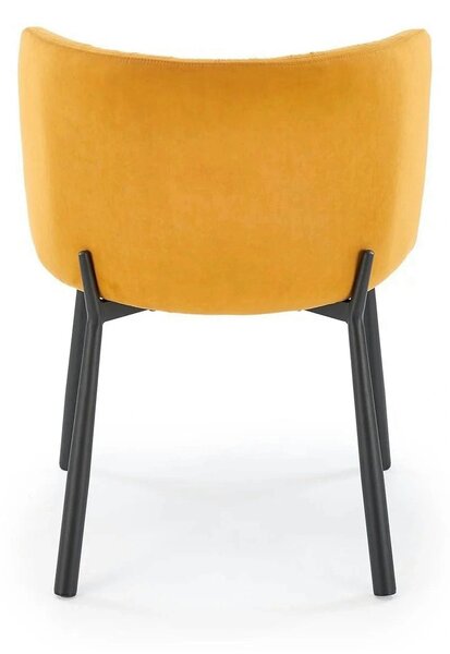 Scaun K531, galben mustar/negru, stofa catifelata/metal, 60x58x76 cm