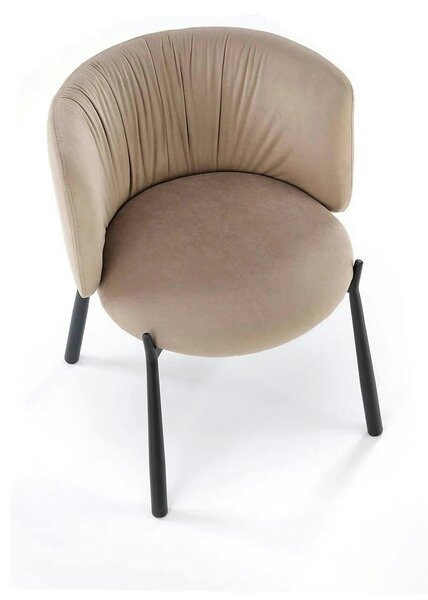Scaun K531, bej/negru, stofa catifelata/metal, 60x58x76 cm