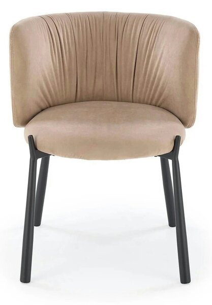 Scaun K531, bej/negru, stofa catifelata/metal, 60x58x76 cm