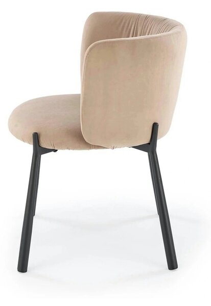 Scaun K531, bej/negru, stofa catifelata/metal, 60x58x76 cm