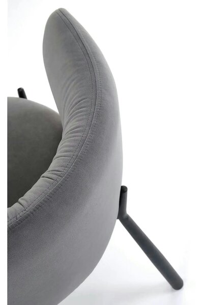 Scaun K531, gri/negru, stofa catifelata/metal, 60x58x76 cm