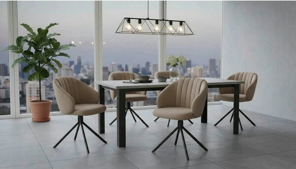 Scaun rotativ K533, cappuccino/negru, stofa clasica/metal, 57x60x80 cm
