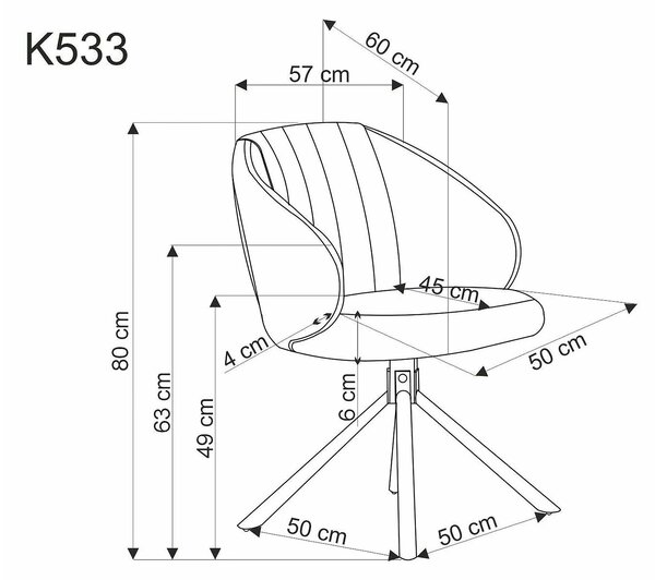 Scaun rotativ K533, cappuccino/negru, stofa clasica/metal, 57x60x80 cm