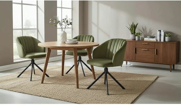 Scaun rotativ K533, verde/negru, stofa clasica/metal, 57x60x80 cm