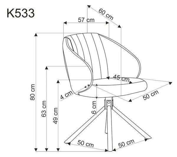 Scaun rotativ K533, verde/negru, stofa clasica/metal, 57x60x80 cm