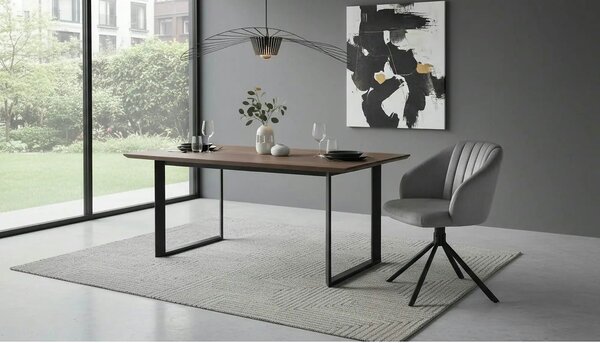 Scaun rotativ K533, gri/negru, stofa clasica/metal, 57x60x80 cm