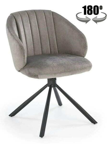 Scaun rotativ K533, gri/negru, stofa clasica/metal, 57x60x80 cm