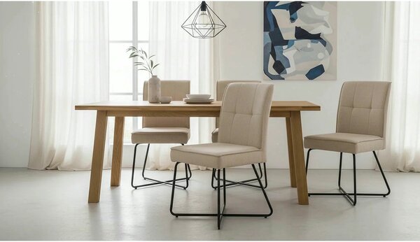 Scaun K534, bej/negru, stofa clasica/metal, 50x60x90 cm