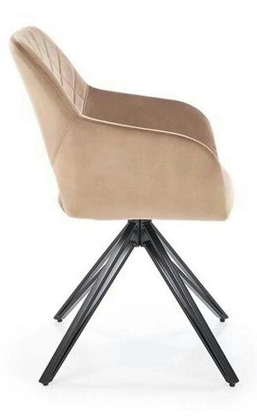 Scaun rotativ K535, bej/negru, stofa catifelata/metal, 57x60x86 cm