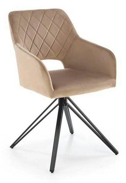 Scaun rotativ K535, bej/negru, stofa catifelata/metal, 57x60x86 cm