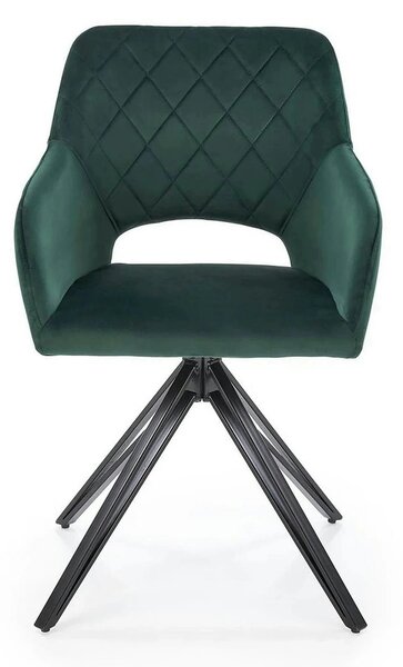 Scaun rotativ K535, verde inchis/negru, stofa catifelata/metal, 57x60x