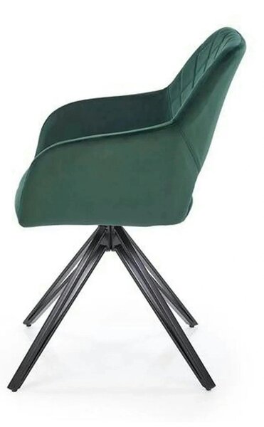 Scaun rotativ K535, verde inchis/negru, stofa catifelata/metal, 57x60x