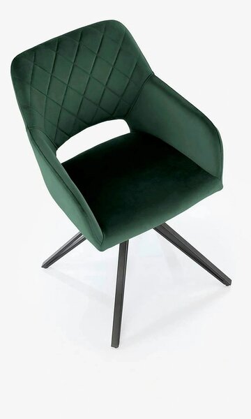 Scaun rotativ K535, verde inchis/negru, stofa catifelata/metal, 57x60x