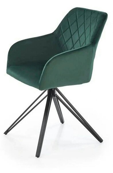 Scaun rotativ K535, verde inchis/negru, stofa catifelata/metal, 57x60x
