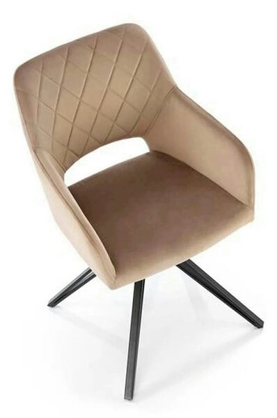 Scaun rotativ K535, bej/negru, stofa catifelata/metal, 57x60x86 cm