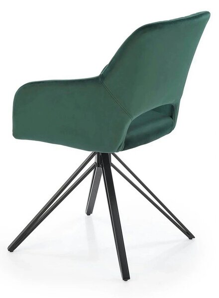 Scaun rotativ K535, verde inchis/negru, stofa catifelata/metal, 57x60x