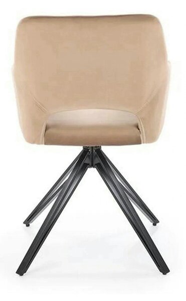 Scaun rotativ K535, bej/negru, stofa catifelata/metal, 57x60x86 cm