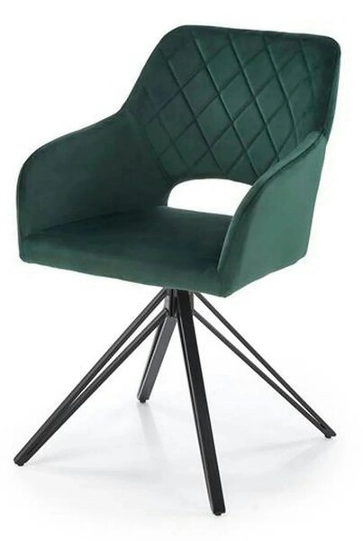 Scaun rotativ K535, verde inchis/negru, stofa catifelata/metal, 57x60x