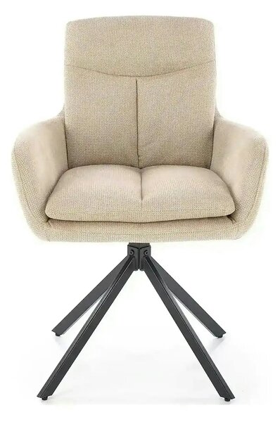 Scaun bej tapitat K536, stofa clasica/metal, 62x68x85 cm