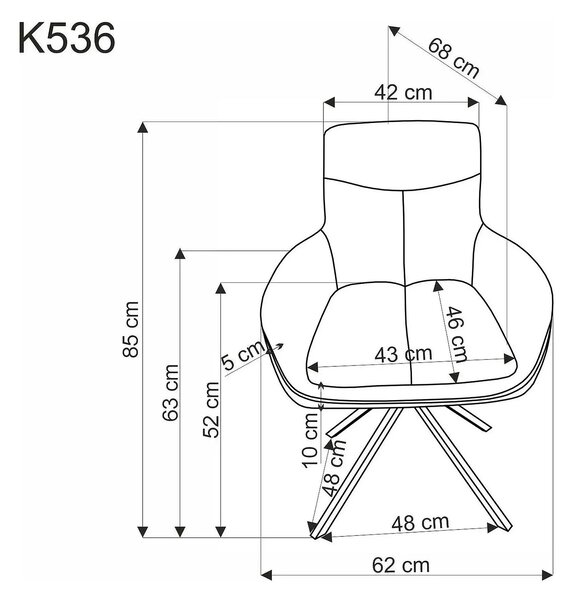 Scaun bej tapitat K536, stofa clasica/metal, 62x68x85 cm