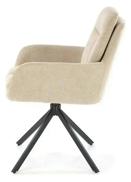 Scaun bej tapitat K536, stofa clasica/metal, 62x68x85 cm