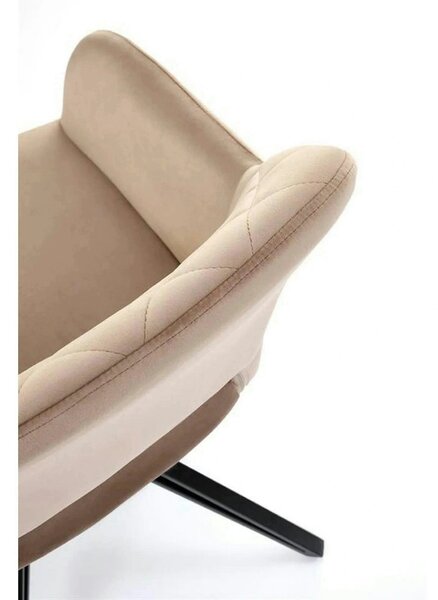 Scaun rotativ K535, bej/negru, stofa catifelata/metal, 57x60x86 cm