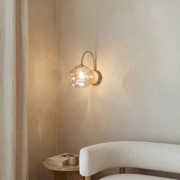 TK Lighting Aplică Lava, bej, sticlă, înălțime 21 cm, G9, reglabil, Bej, Camera de zi / sufragerie, Sticlă