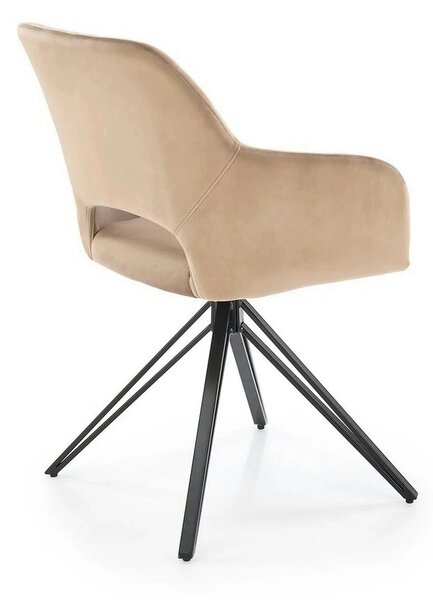 Scaun rotativ K535, bej/negru, stofa catifelata/metal, 57x60x86 cm