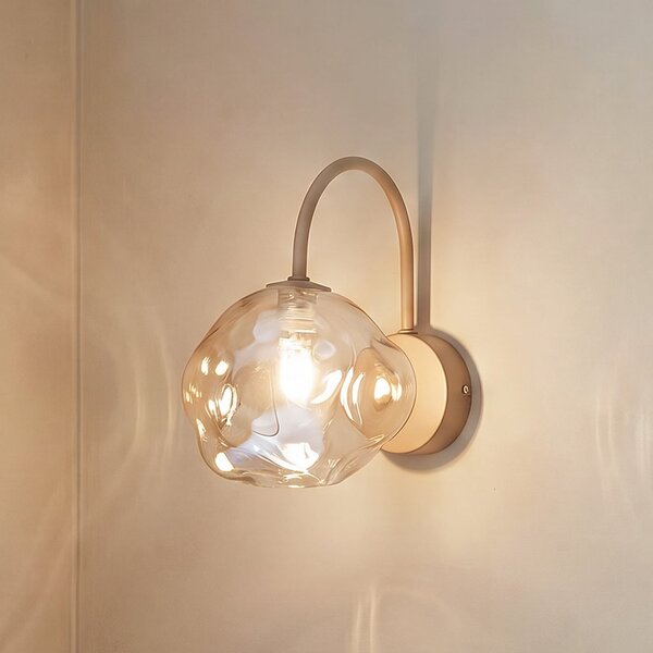 TK Lighting Aplică Lava, bej, sticlă, înălțime 21 cm, G9, reglabil, Bej, Camera de zi / sufragerie, Sticlă