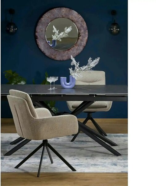 Scaun bej tapitat K536, stofa clasica/metal, 62x68x85 cm
