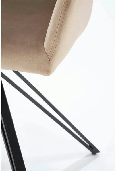 Scaun rotativ K535, bej/negru, stofa catifelata/metal, 57x60x86 cm