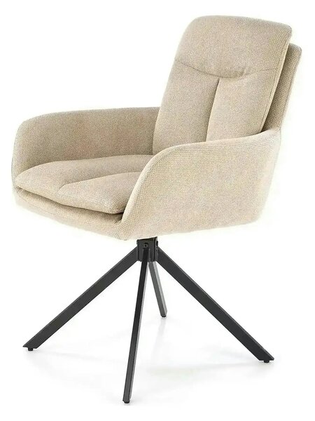 Scaun bej tapitat K536, stofa clasica/metal, 62x68x85 cm