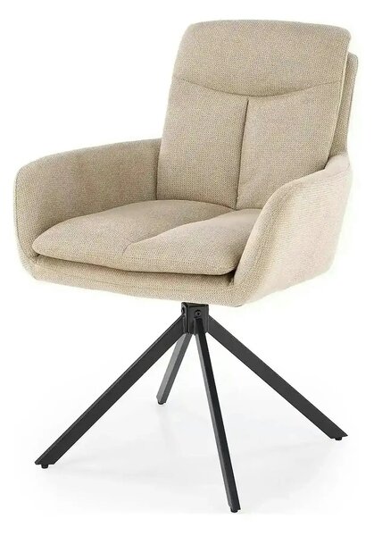 Scaun bej tapitat K536, stofa clasica/metal, 62x68x85 cm