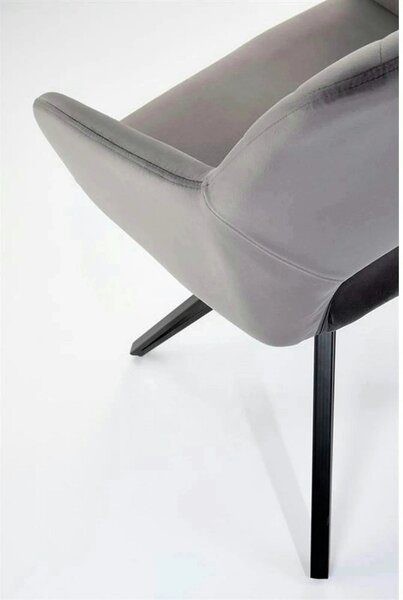 Scaun rotativ K535, gri/negru, stofa catifelata/metal, 57x60x86 cm