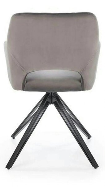 Scaun rotativ K535, gri/negru, stofa catifelata/metal, 57x60x86 cm