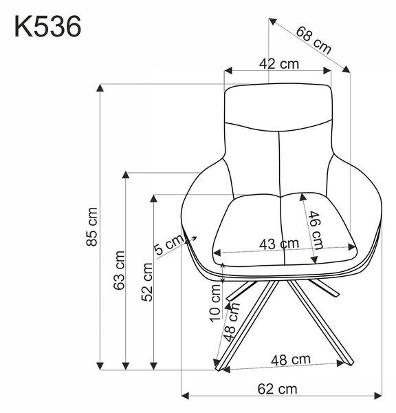 Scaun rotativ K536, verde/negru, stofa clasica/metal, 62x68x85 cm