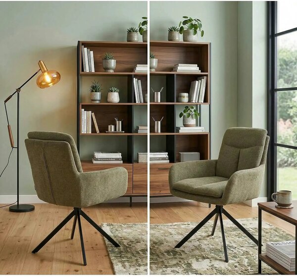 Scaun rotativ K536, verde/negru, stofa clasica/metal, 62x68x85 cm