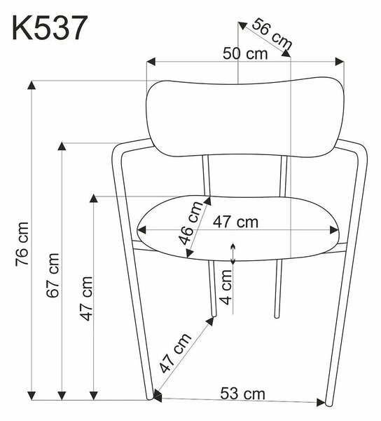 Scaun K537, crem/auriu, stofa clasica/metal, 54x56x76 cm