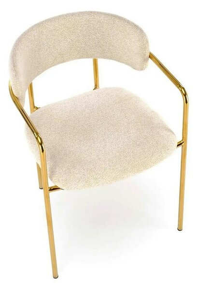 Scaun K537, crem/auriu, stofa clasica/metal, 54x56x76 cm