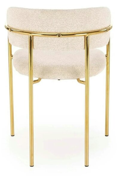 Scaun K537, crem/auriu, stofa clasica/metal, 54x56x76 cm