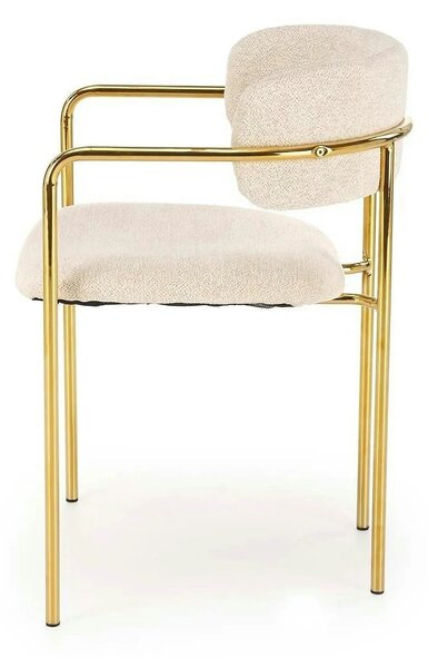 Scaun K537, crem/auriu, stofa clasica/metal, 54x56x76 cm