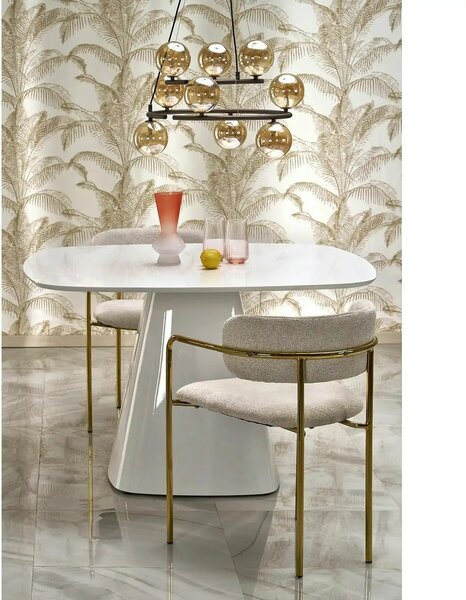 Scaun K537, crem/auriu, stofa clasica/metal, 54x56x76 cm