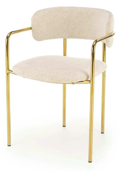 Scaun K537, crem/auriu, stofa clasica/metal, 54x56x76 cm